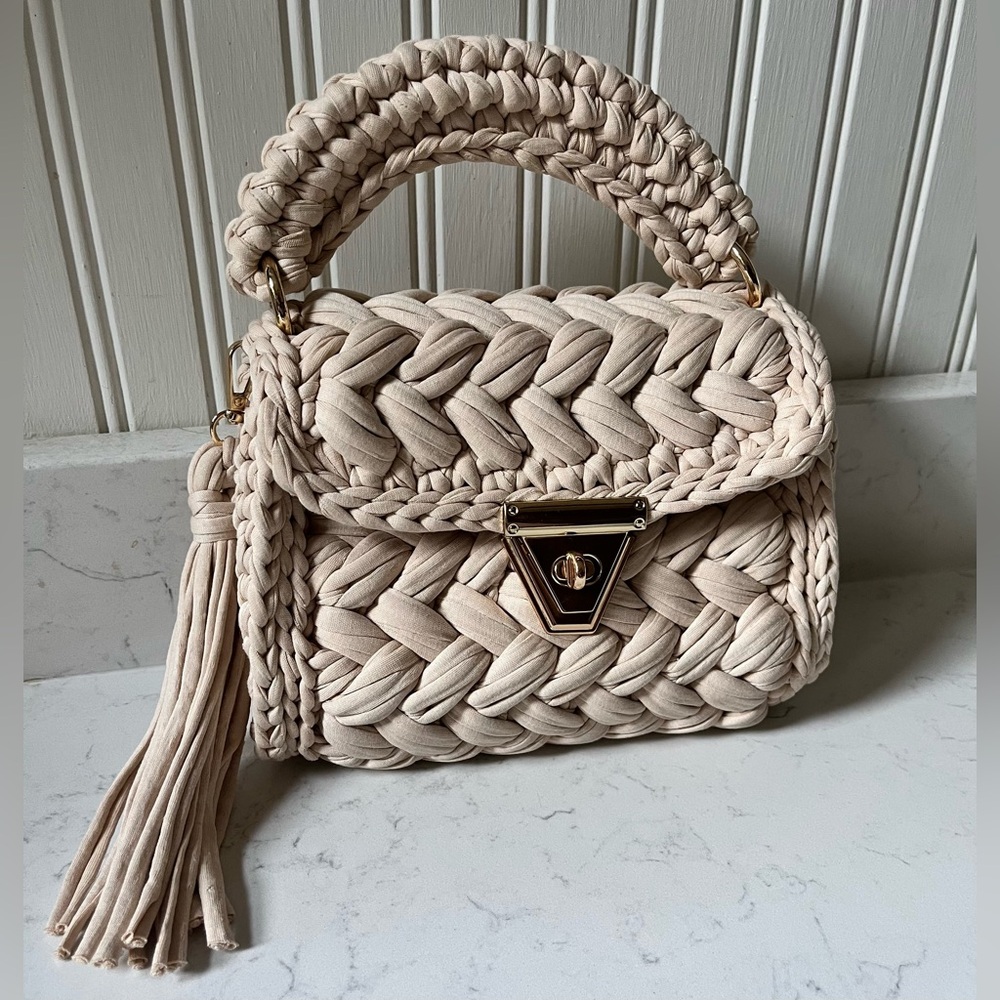 Trendy Woven Crochet Mini Handbag